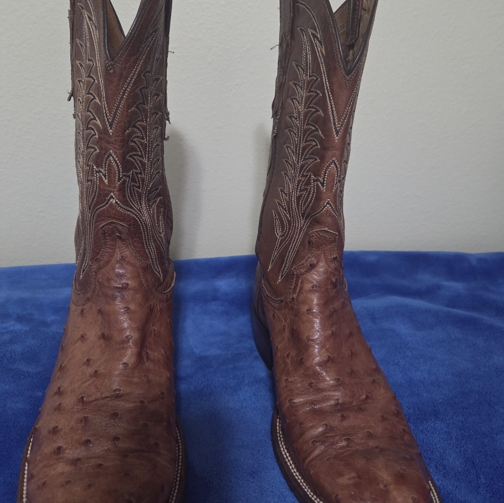 Lucchese Tan Ostrich Leather Western Boots - Picture 12 of 15